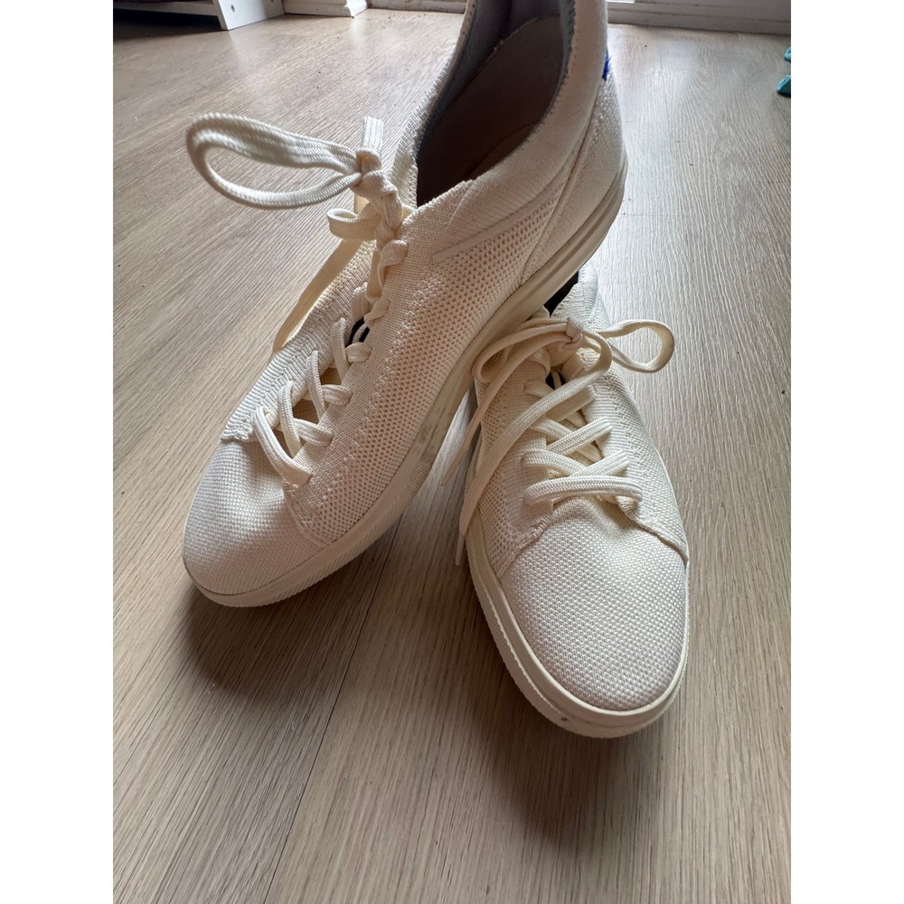 Rothy's RS01 Sneakers Bone White Knit Lace Up Low Top Shoes Mens 8 Womens 10